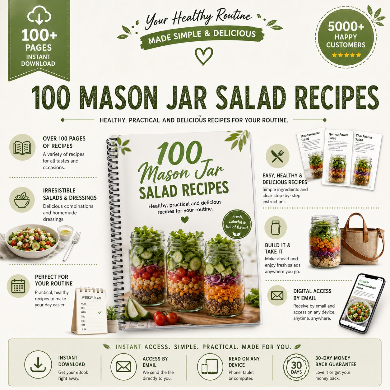100 Mason Jar Salad Recipes - Digital Cookbook